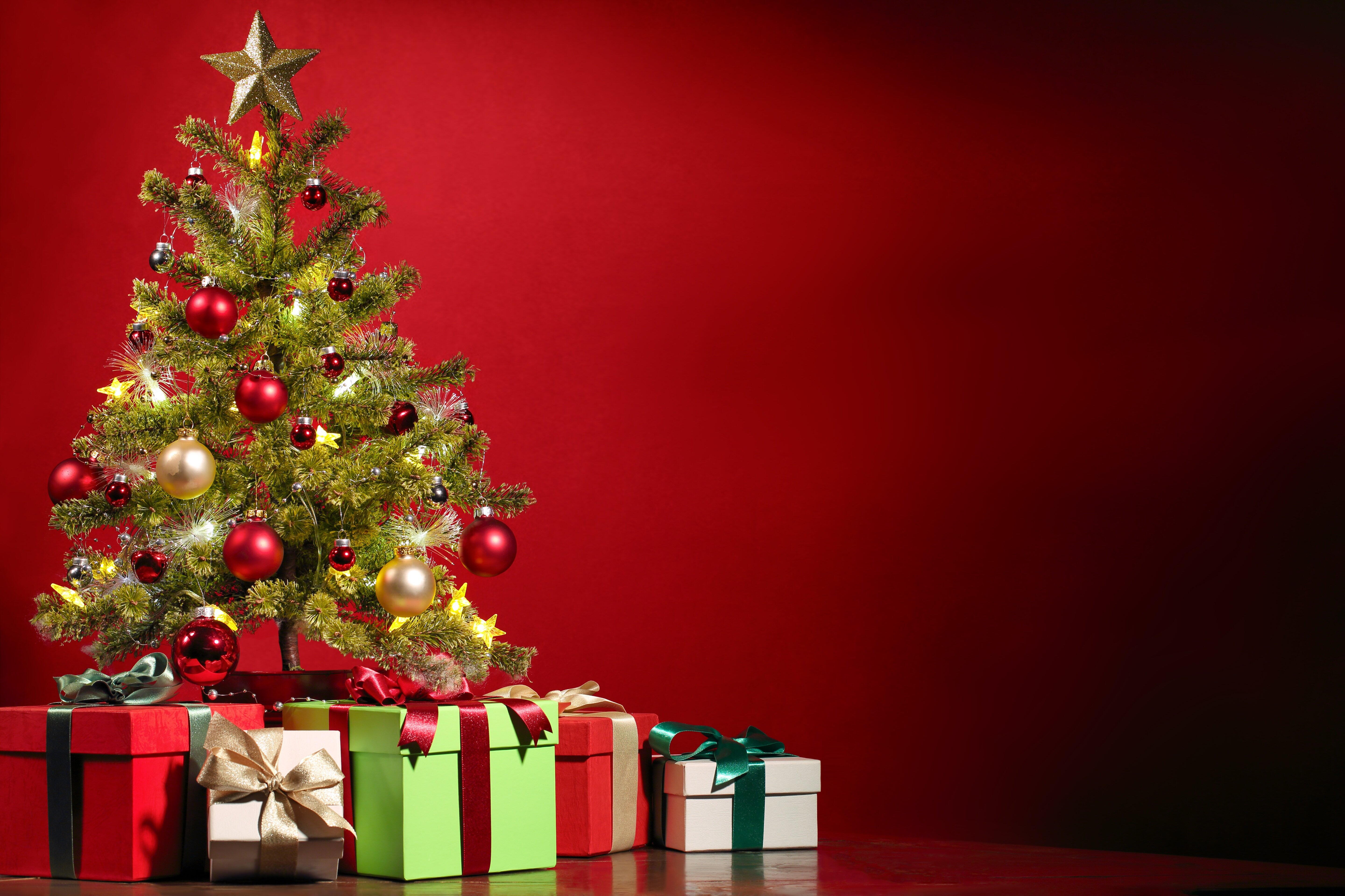Árvore de natal rodeada por presentes