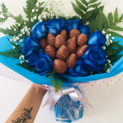 Buquê de com 10 Rosas Azuis