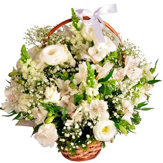 Cesta de Flores  bile Blanc