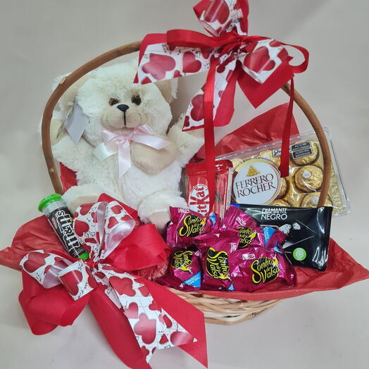 Cesta de Chocolate e Pelucia Baby