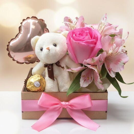 Kit Presente Mini Caixinha Com Flores Fofinha