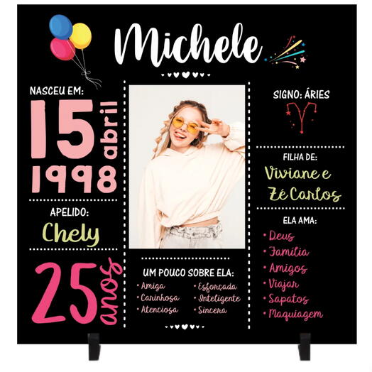 Quadro em Cerâmica Feliz Aniversario Para Ela