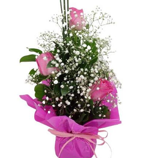 Arranjo Com 3 Rosas Pink