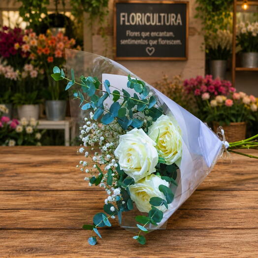 Bouquet 3 rosas brancas
