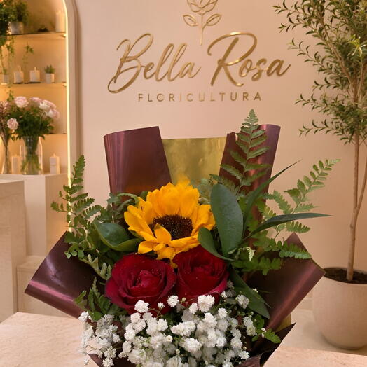 Buquê Girassol + Rosa