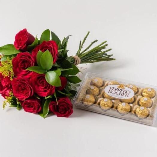 Ramalhete de Rosas com Ruscus+ Chocolate