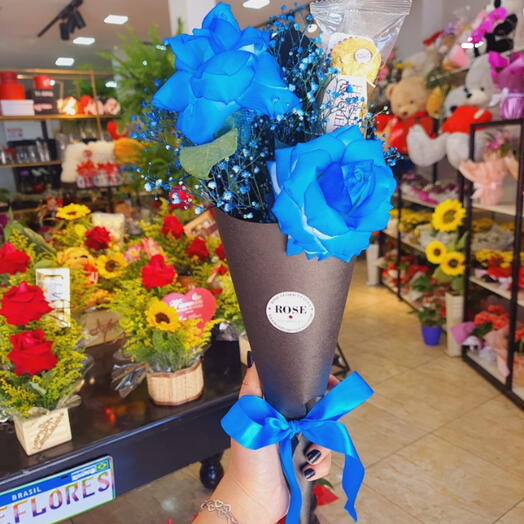 Cone Rosas Azuis e Ferrero