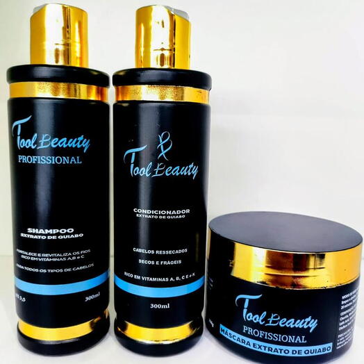 Kit Hidratação Extrato de Quiabo Pos Quimica Com Vitaminas ABC E Com Potassio e Ferro