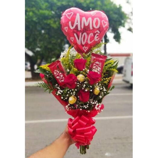 Bouquet Rosas e Chocolate