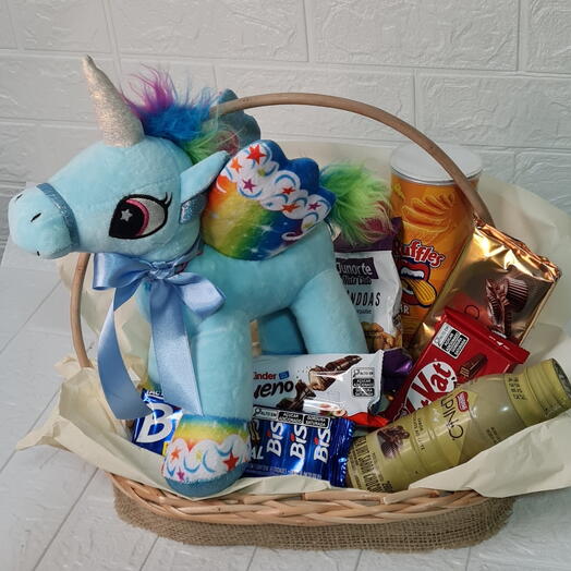 Cesta Unicornio azul