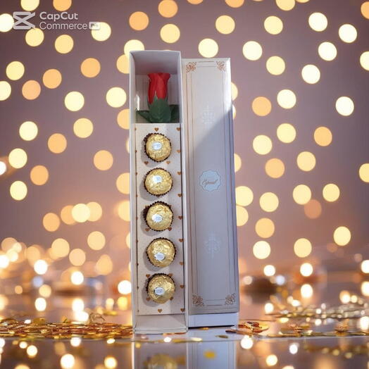 Caixa com Ferrero Rocher e Rosa - "Você e muito Especial"