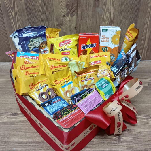 Cesta Coração Cafe da Manhã