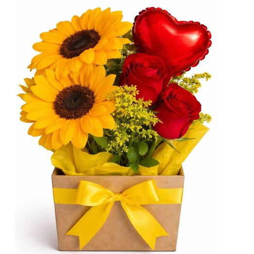 Kit de Presente Girassois e Rosas