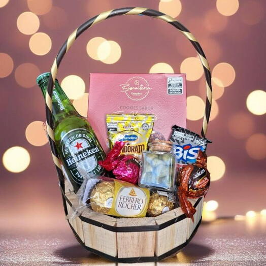 Cesta de Guloseimas, Ferero Rocher, Cerveja e Cacau Show