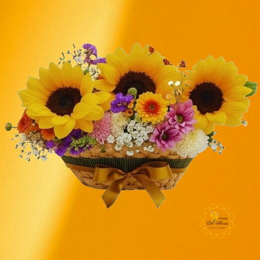 Cesta Flores e Cores