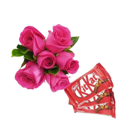 Buquê de 6 Rosas Pink