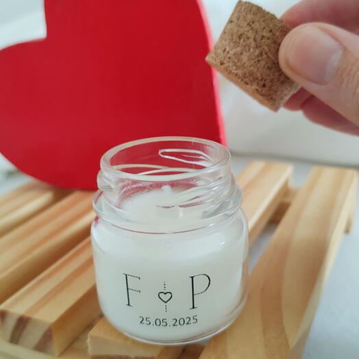 Vela Aromatica Lembrancinha Personalizada Vidro Geleia com Rolha 40G