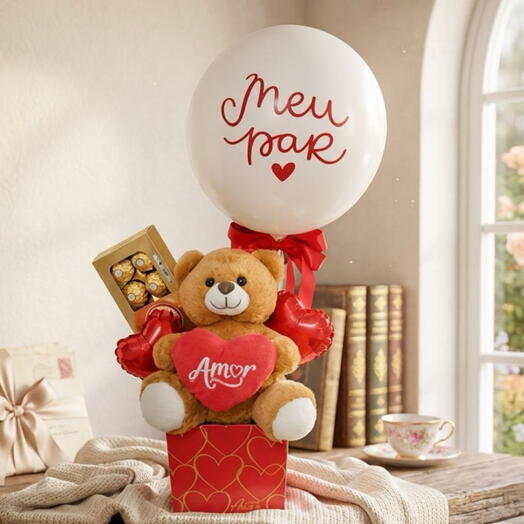 Cesta Meu Par  com urso