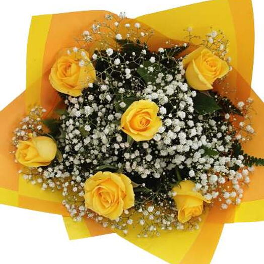 Buquê Com 6 Rosas Amarelas