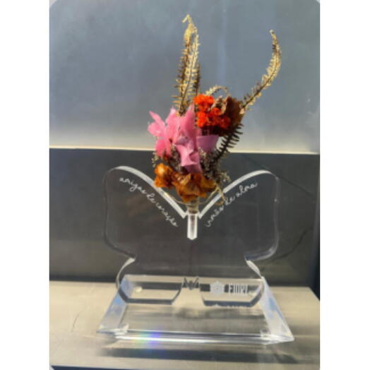 Placa Decorativa em Acrilico com Arranjo Permanente