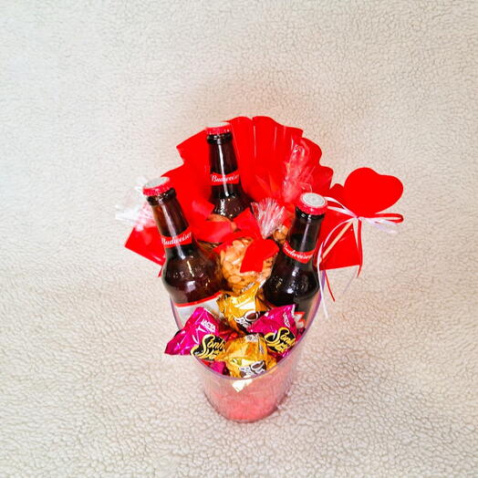 Balde Cerveja em Acrilico 3 Garrafas Petiscos e Chocolates