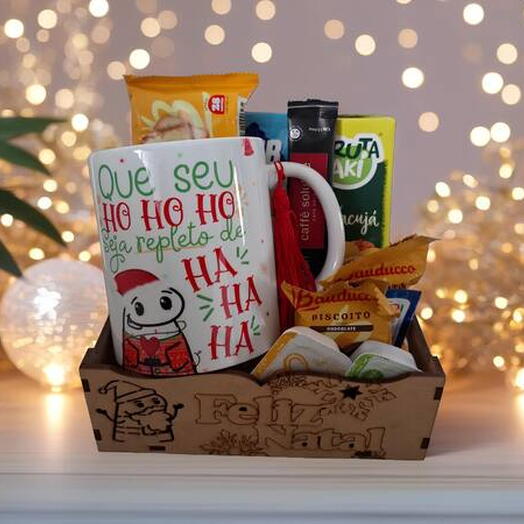Cesta Feliz Natal "Flork" Cafe da Manhã/Tarde com Caneca Flork ( Repleto de Ha Ha Ha)