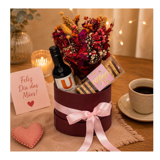 Kit Mãe Vinho e Bolachas e Flores Secas