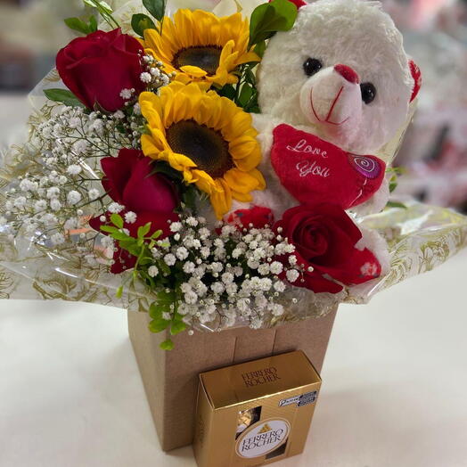 Flores Naturais em Caixa + Ferrero Rocher