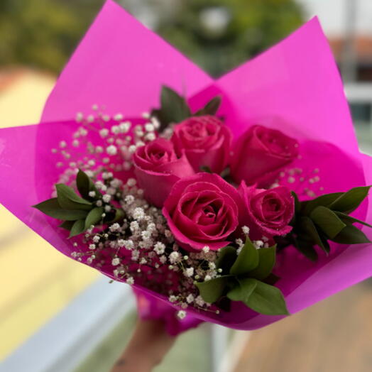 Buquê 5 Rosas Pink