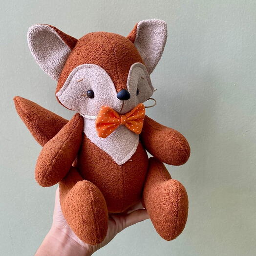 Raposinha Articulada Bichinho Artesanal em Tecido Bouclê (20 cm)