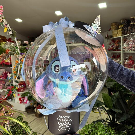 Box especial com stitch no balão bubble