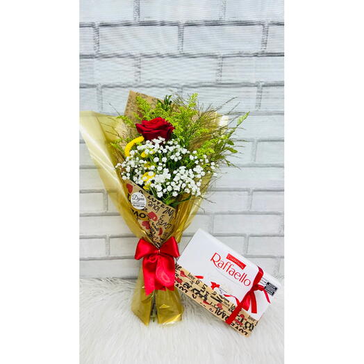 Mini Buquê Rosa Natural com Raffaello