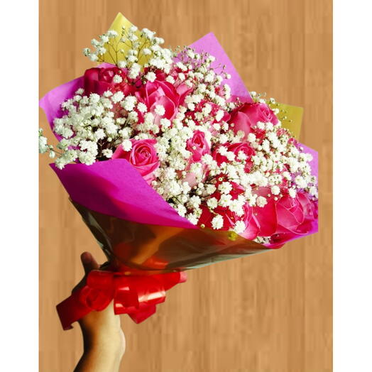 Buquê 12 Rosas cor Rosa