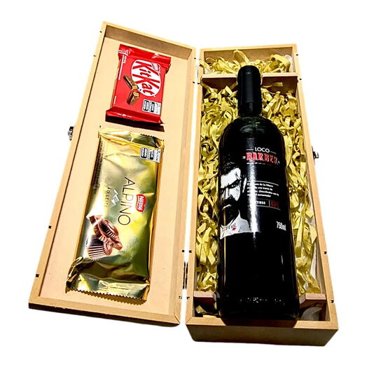 Kit com Vinho e Chocolate Bronze