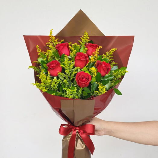 Buquê de 6 Rosas - escolha a cor