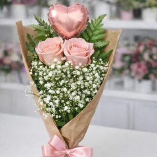 Buquê Encanto Duas Rosas Rosa