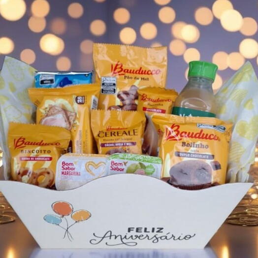 Caixa Cafe da Tarde e Manhã " Feliz Aniversario " Surpreenda com Delicadeza e Sabor
