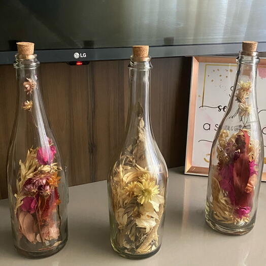 Garrafas de Flores Secas Valor Unitario