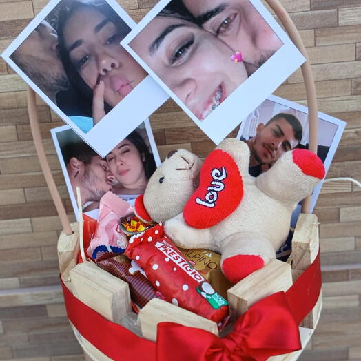 CESTA CORAÇÃO COM CARTA DE AMOR ️