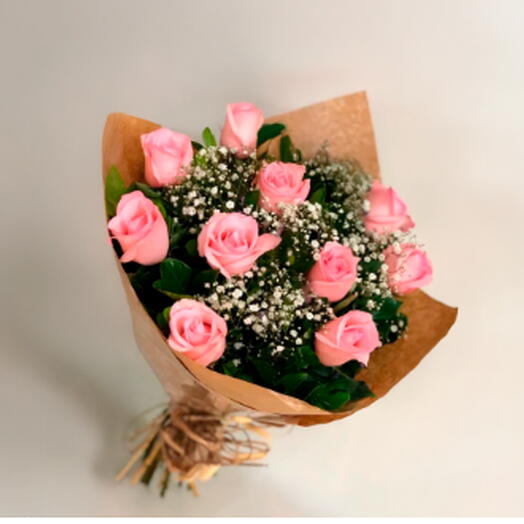 Buquê com 10 Rosas Brancas, Azuis, Amarelas ou Cor de Rosa