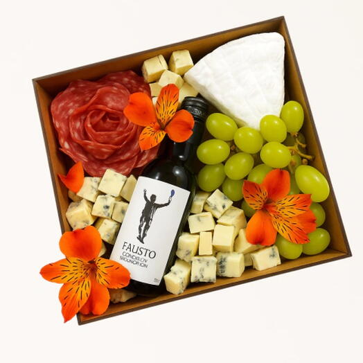 Caixa Mini de Queijos e Vinhos