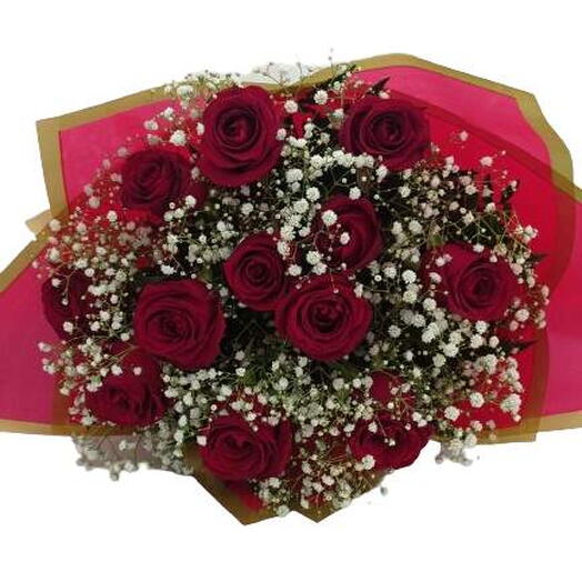 Buquê com 12 Rosas Vermelhas