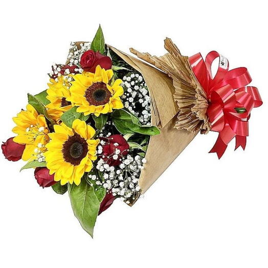 Buquê Amor E Carinho Rosas E Girassois