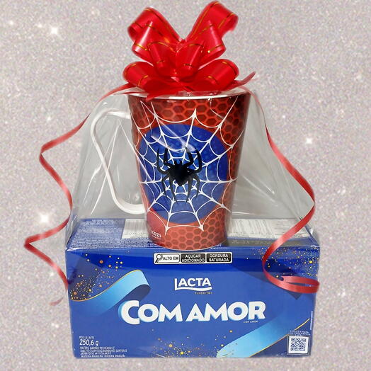 Caneca Homem Aranha e Bombons Lacta