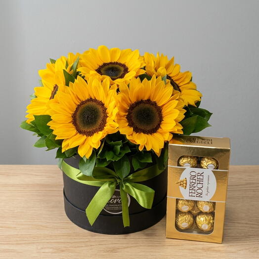 Box Girassois Com Ferrero Rocher