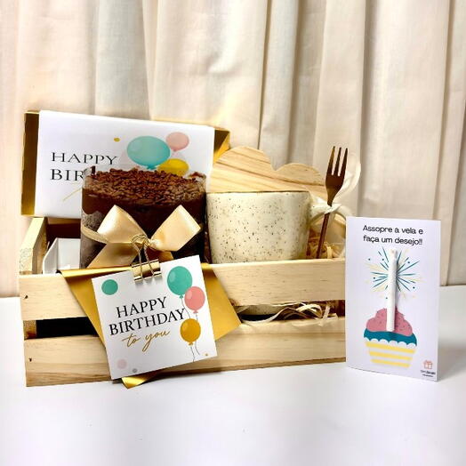 Cesta de Presente - Doce Aniversario - Dourado