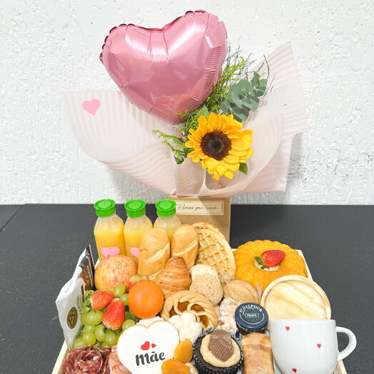 Box de Cafe da Mamãe e Familia com Girassol