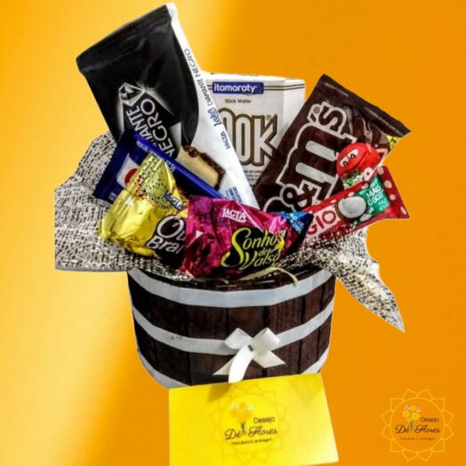 Cesta Redondinha de Chocolates