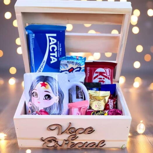 Cesta Chocolates " Você e Especial " com Caneca Pesonalizada ( Escolha a sua )