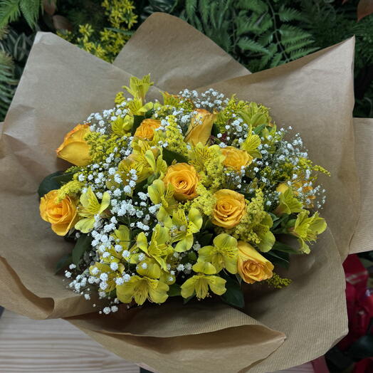 Buquê de 12 Rosas Amarelas